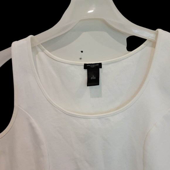 Ann Taylor Cotton Nylon Sleeveless Top In White MED - Picture 3 of 6